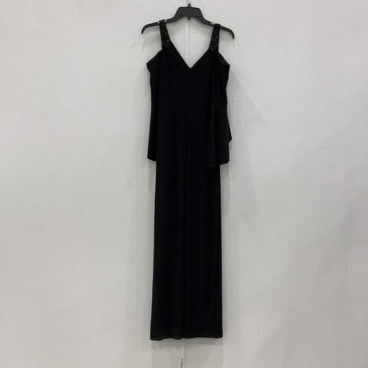 Womens Black Beaded Cold Shoulder Sleeve Back Zip Tiffin Maxi Dress Size 8 image number 2