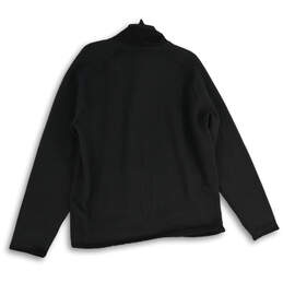 Mens Black 1/4 Zip Mock Neck Long Sleeve Full-Zip Fleece Jacket Size L alternative image