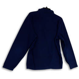 Men Blue Stretch 1/4 Zip Mock Neck Long Sleeve Pullover Sweatshirt Size M alternative image