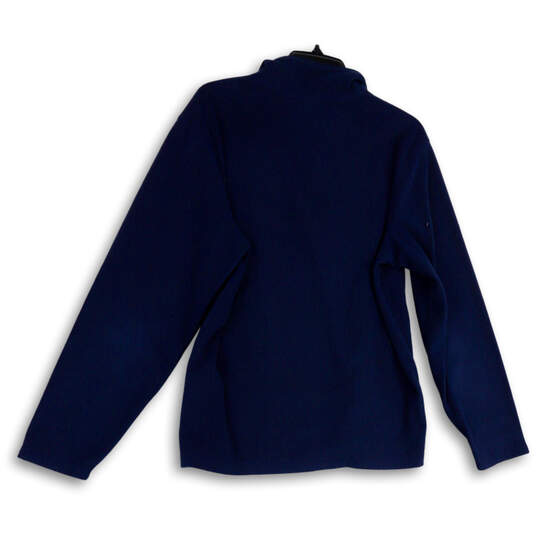 Men Blue Stretch 1/4 Zip Mock Neck Long Sleeve Pullover Sweatshirt Size M image number 2