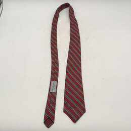 Saint Laurent Mens Red Stripe Adjustable Four In Hand Pointed Neck Tie