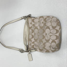 Womens Beige Kristen H1068-14904 Satin Monogram Adjustable Strap Hobo Bag alternative image
