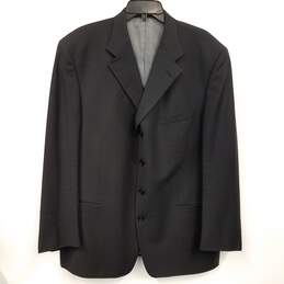 Mens Black Notch Collar Long Sleeve Pockets Single Breasted Blazer Size 46R