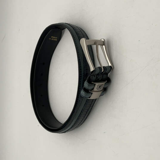 Buy the Mens Black Leather Adjustable Square Pin Buckle Dress Belt