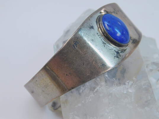 Artisan 925 Garnet Beaded Necklace & Lapis Lazuli Cabochon Tapered Wide Cuff Bracelet 58.8g image number 5