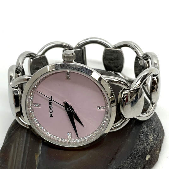 Designer Fossil ES-1356 Rhinestone Dial Stainless Steel Analog Wristwatch image number 1