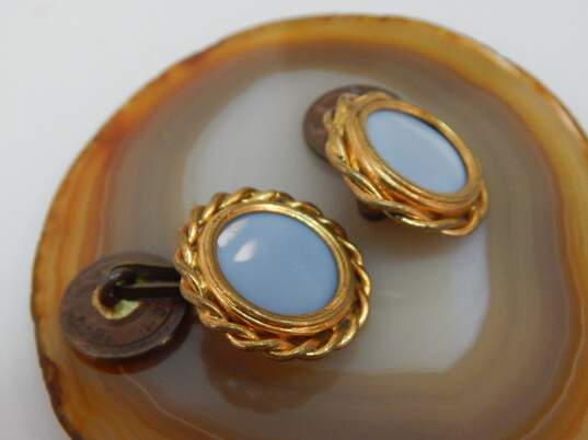 Vintage Perfectionne Paris France Chalcedony Rope Detail Cuff Links 13.5g image number 1