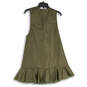 NWT Womens Green Sleeveless V-Neck Ruffle Hem Short A-Line Dress Size Medium image number 2