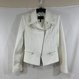 Women's White BCBGMaxAzria Moto Jacket, Sz. M
