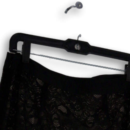 Womens Black Lace Flat Front Elastic Waist Straight & Pencil Skirt Size 10 image number 4