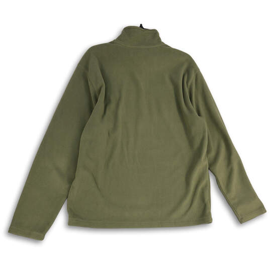 Mens Green Fleece Long Sleeve 1/4 Zip Mock Neck Pullover Jacket Size L image number 2
