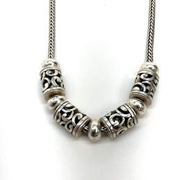 Designer Brighton Silver-Tone Scrolled Barrel Beads Thick Chain Necklace alternative image