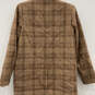 Womens Brown Plaid Notch Lapel Long Sleeve Two Button Blazer Size SP image number 2