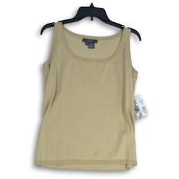 NWT Per Se Womens Beige Scoop Neck Sleeveless Pullover Tank Top Size Large