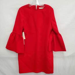 NWT Studio WM's Pure Wool Red Cocktail Dress w Bell Sleeves Size 38 R