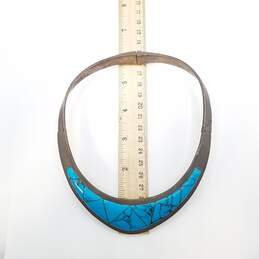 Antique TL-105 Mexico Sterling Silver Turquoise Like 14 1/2 Choker 116.4g alternative image