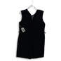 NWT Womens Black Lace Sleeveless Round Neck Back Zip Mini Dress Size Medium image number 2