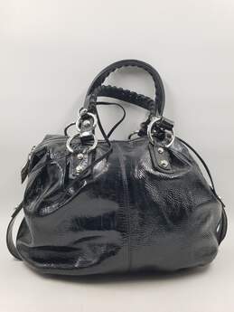 Authentic Francesco Biasia Black Patent Satchel Bag