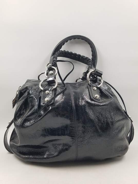 Authentic Francesco Biasia Black Patent Satchel Bag image number 1