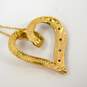 10K Yellow Gold Diamond Accent Ribbon Heart Pendant Necklace 1.7g image number 5