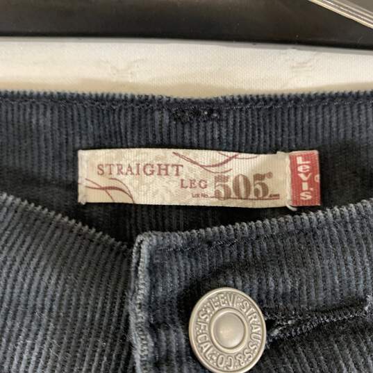 Women's Dark Grey Levi's 505 Straight Fit Corduroy Jeans, Sz. 12M image number 3