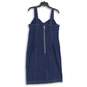 Womens Blue Sleeveless V-Neck Knee Length Back Zip Shift Dress Size 12 image number 2