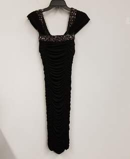 NWT Womens Black Beaded Off The Shoulder Ruched Sheath Dress Size 2 alternative image