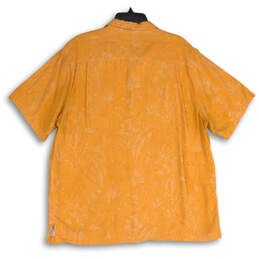 Mens Orange Floral Spread Collar Short Sleeve Button-Up Shirt Size XL alternative image