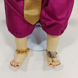 Cat Head Human Hands and Feet Porcelain Doll With Indian Style Clothes And Jewelry On Stand alternative image