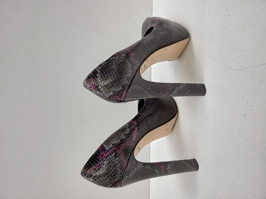 Brian Atwood Women's Black Purple Snake Print Platform Heels Size 7.5 image number 4