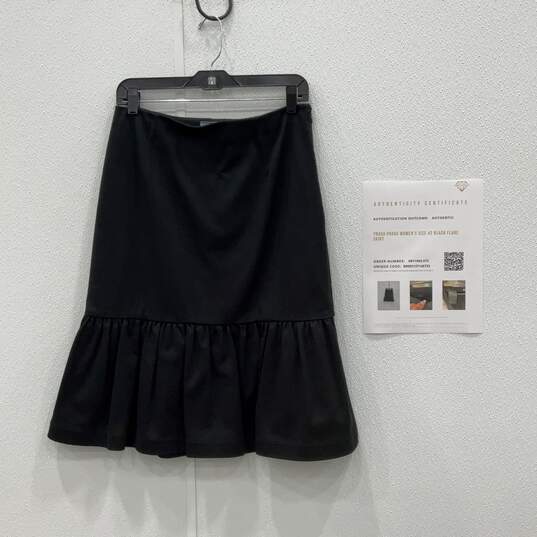 Prada Womens Black Flat Front Side Zip Knee Length Flare Skirt Size 42 w/ COA image number 1
