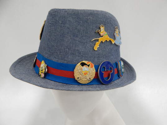 Disney Parks American Legend Mickey Mouse Adult Fedora Hat w/ Enamel Trading Pins image number 3