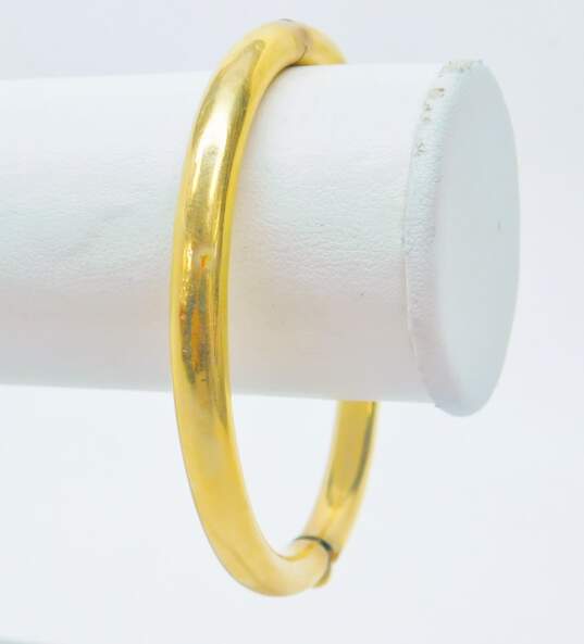 14K Gold Chunky Tube Hinged Oval Bangle Bracelet 13.7g image number 2