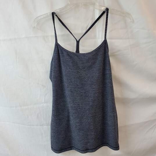 Lululemon Gray Striped Y Active Tank Top image number 1
