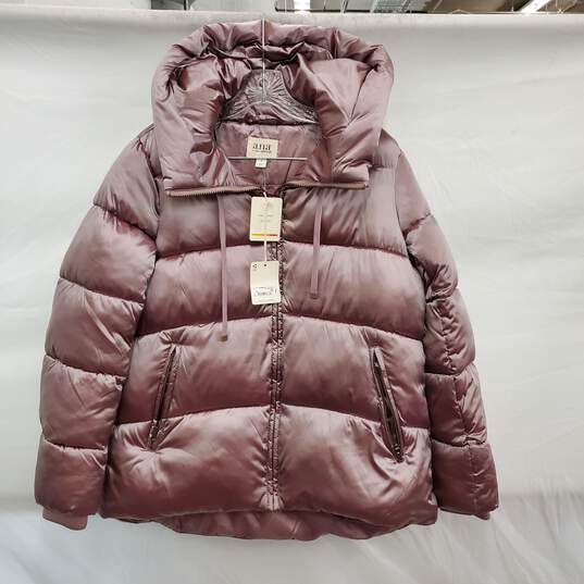 NWT A.N.A WM's Quilted Dust Pink Puffer Hooded Parka Size SM image number 1