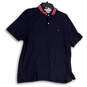 Mens Blue Short Sleeve Collared Button Front Golf Polo Shirt Size Large image number 1