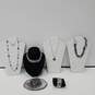 Assorted Black & Silver Toned Fashion Costume Jewelry Lot of 6 image number 1