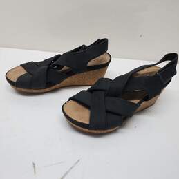 Clarks Unstructured Black Wedge Sandals Women's Size 7 alternative image
