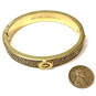 Designer Michael Kors Gold-Tone Pave Crystal Fulton Hinged Bangle Bracelet image number 3