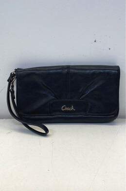 COACH Ashley Black Leather Flap Wristlet Wallet Clutch