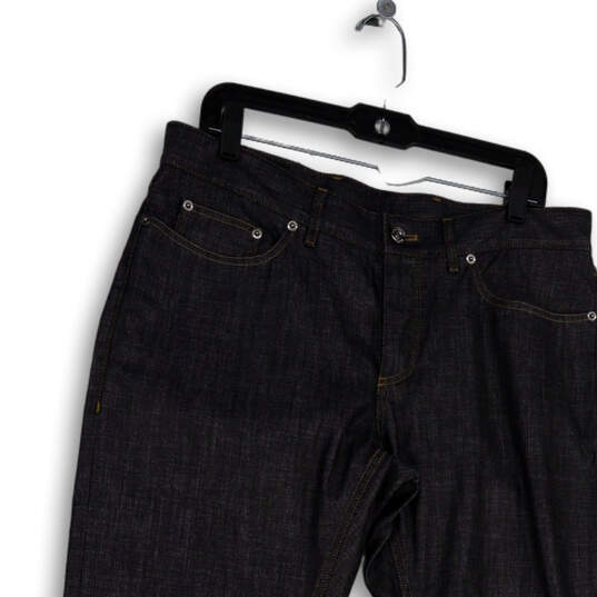 Womens Blue Denim Regular Fit Dark Wash Pockets Straight Leg Jeans Size 35 image number 3
