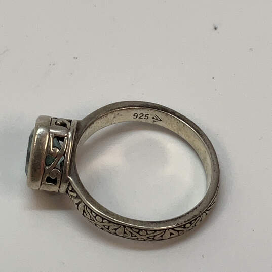 Designer Silpada 925 Sterling Silver Blue Topaz Engraved Band Ring image number 3
