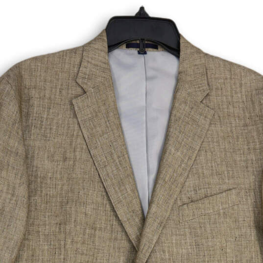 NWT Mens Tan Notch Lapel Flap Pocket Long Sleeve Two Button Blazer Size 44R image number 3