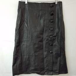 LaMarque Leather Button Detail Black Skirt Women's Size 8 NWT