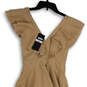 NWT Womens Tan Peplum Sleeveless V-Neck Front Slit Bodycon Dress Size XS image number 3