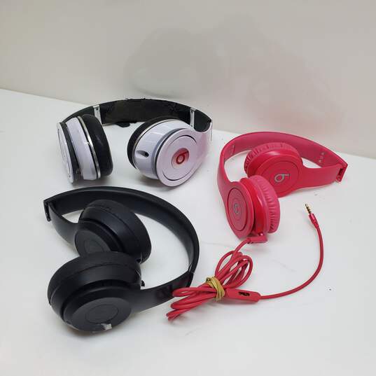 Lot of 3 Dre Beats Headphones for Parts or Repair (Untested) image number 2