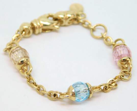 Fancy 14k Yellow Gold Pastel Colored Crystals Baby Infant Bracelet 3.9g image number 2