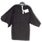 NWT Womens Black Round Neck Stretch Convertible Cape Shift Dress Size 3 image number 1