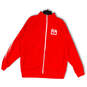 Mens Red Striped Mock Neck Long Sleeve Full-Zip Track Jacket Size XL image number 1