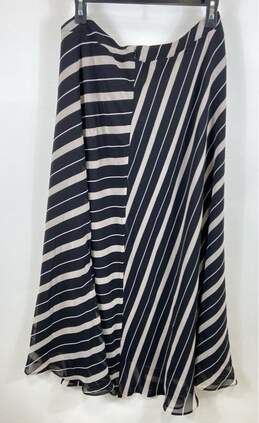 Ann Taylor Women Black Striped Maxi Flared Skirt Sz 10 alternative image
